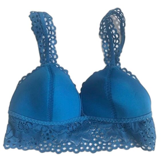 Aerie Lace Bralette SZ Small Blue Adjustable Straps Padded Coquette Feminine EUC - Picture 6 of 10